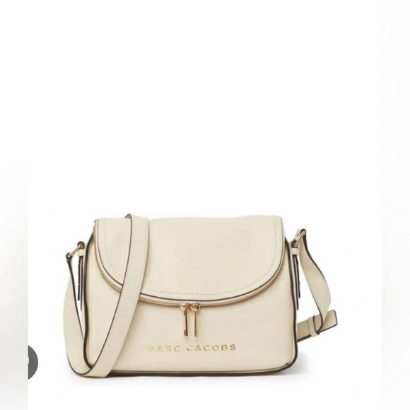 NWT Marc Jacobs Messenger White Leather with Gold accents Crossbody Purse - Picture 5 of 12